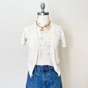 cecily vintage floral cardigan and tube top set womens size‎ medium